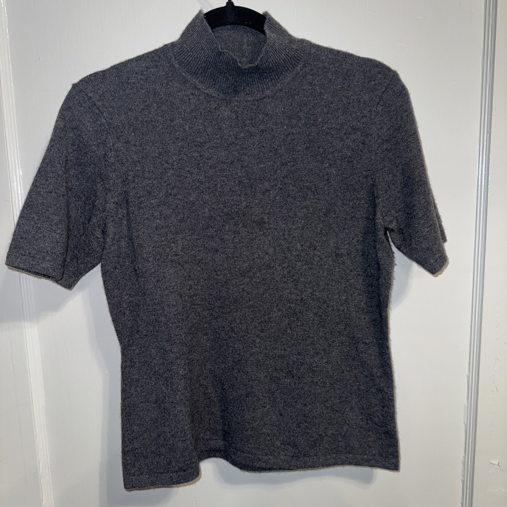 Vintage Neiman Marcus Women's Turtleneck Sweater Tee, Sz Medium Gray Cashmere